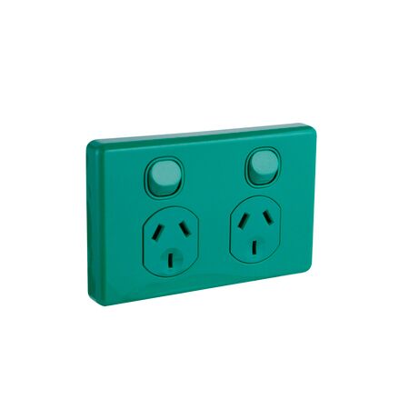 Classic C2000 Series, Switched Socket Outlet, Twin, 250V, 10A - Green