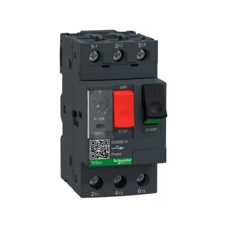 TeSys GV2, Motor circuit breaker, TeSys Deca, 3P, 6 to 10A, thermal magnetic, screw clamp terminals, button control
