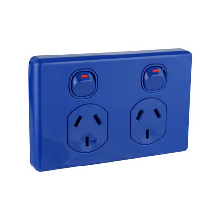 Classic C2000 Series, Switched Socket Outlet, Twin, 250V, 10A - Dark Blue
