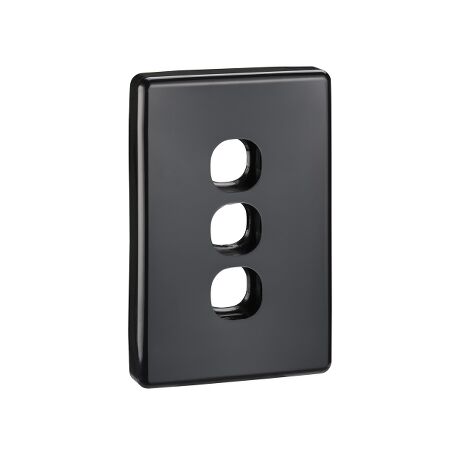 Classic C2000 Series, Switch Grid Plate and Cover, 3 Gang, Less Mechanism - Black