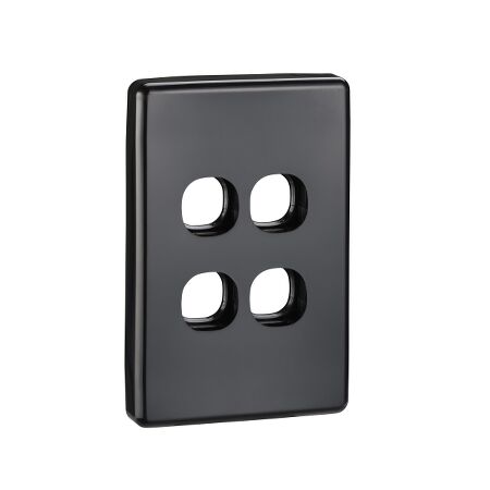 Classic C2000 Series, Switch Grid Plate and Cover, 4 Gang, Less Mechanism - Black