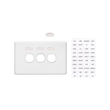 Classic C2000 Series, Switch Grid Plate and Cover, 3 Gang, Less Mechanism, Horizontal Mount - White Electric