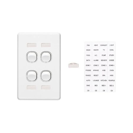 Classic C2000 Series, Switch, 4 Gang Vertical Id - White Electric