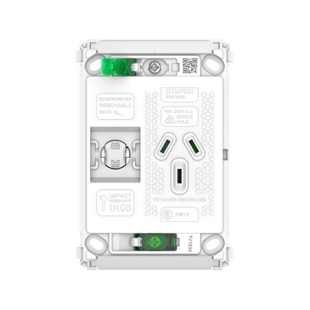Pro Series, Single Power Point Grid, Vertical Mount, 250V, 10A
