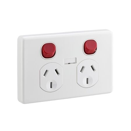Classic C2000 Series, Switched Socket, Twin Circuit Identification Clasic W/Rdl - White Electric