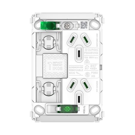 Pro Series, Twin Power Point Grid, Vertical Mount, 250V, 10A