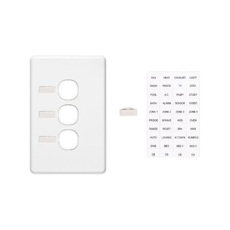 Classic C2000 Series, Switch Grid Plate and Cover, 3 Gang, Less Mechanism, Circuit Identification - Black