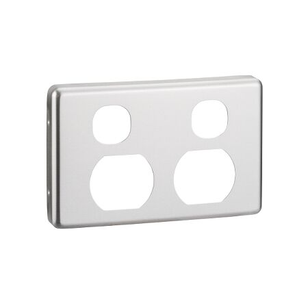 Classic C2000 Series, Socket Outlet Cover Plate, Vertical Mount for C2025V Twin Switched Socket - Brushed Aluminium