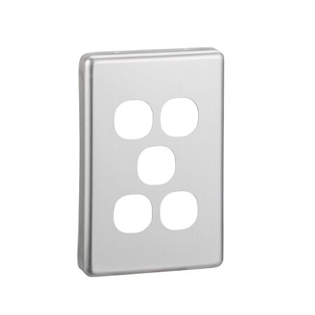 Classic C2000 Series, Switch Plate Cover, 5 Gang - Brushed Aluminium