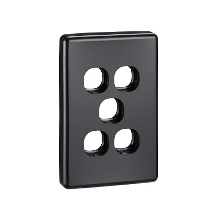 Classic C2000 Series, Switch Grid Plate and Cover, 5 Gang, Less Mechanism - Black