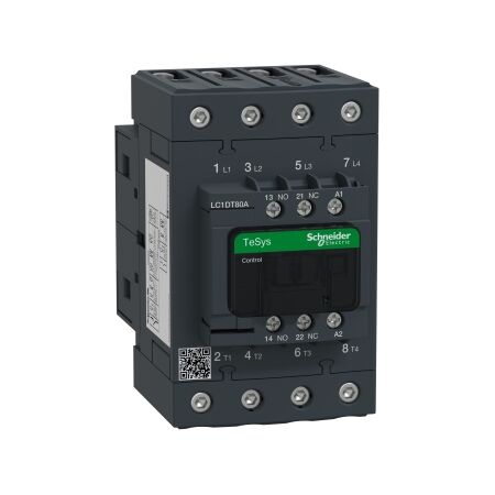 TeSys D, Contactor, TeSys Deca, 4P(4 NO), AC-1, 0 to 440V, 80A, 240V AC 50/60Hz coil