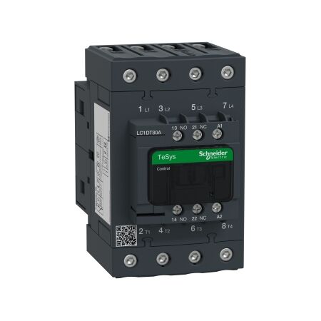 TeSys D, Contactor, TeSys Deca, 4P(4 NO), AC-1, 0 to 440V, 80A, 110V AC 50/60Hz coil