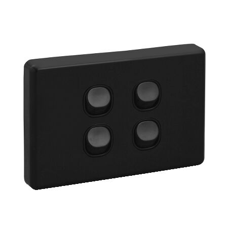 Classic C2000 Series, Flush Switch, 4 Gang, 250VAC, 10A, Standard, Horizontal - Black