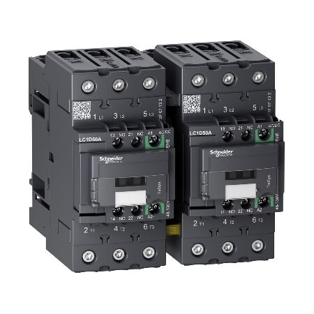 TeSys D, Reversing Contactor, TeSys Deca, 3P(3 NO), AC-3, 0 to 440V, 50A, 48 to 130VAC/DC coil