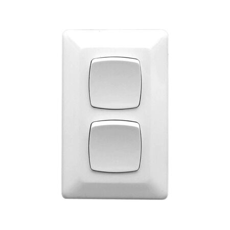 Prestige Series, Flush Switch, 2 Gang, 230/240V, 10A, Standard, Vertical - White Electric