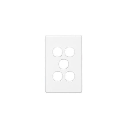 Classic C2000 Series, Switch Grid Plate and Cover, 5 Gang, Less Mechanism - White Electric