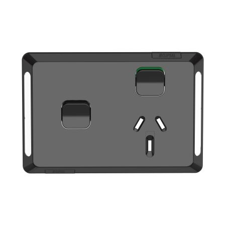 Pro Series, Single Power Point Skin, Horizontal Mount, 1ExBlank, 10A, 250V, Clip-On - Black