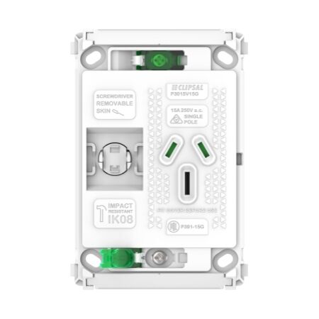 Pro Series, Single Power Point Grid, Vertical Mount, 250V, 15A