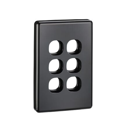 Classic C2000 Series, Switch Grid Plate and Cover, 6 Gang, Vertical - Black