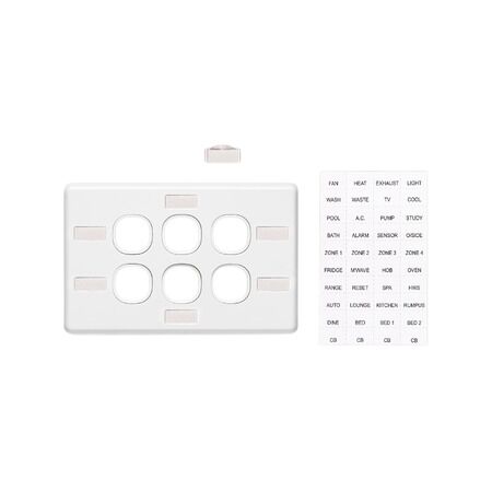 Classic C2000 Series, Switch Grid Plate and Cover, 6 Gang, Horizontal Mount - White Electric