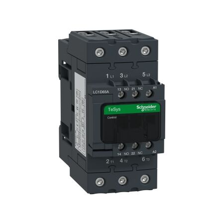 TeSys D, Contactor, TeSys Deca, 3P(3 NO), AC-3/AC-3e, 0 to 440V, 65A, 480VAC 60Hz coil