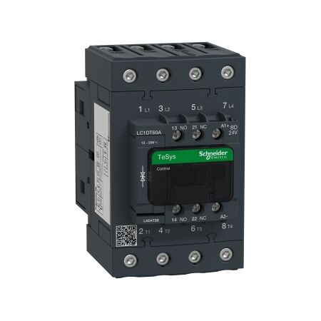 TeSys D, Contactor, TeSys Deca, 4P(4 NO), AC-1, 0 to 440V, 60A, 24VDC standard coil
