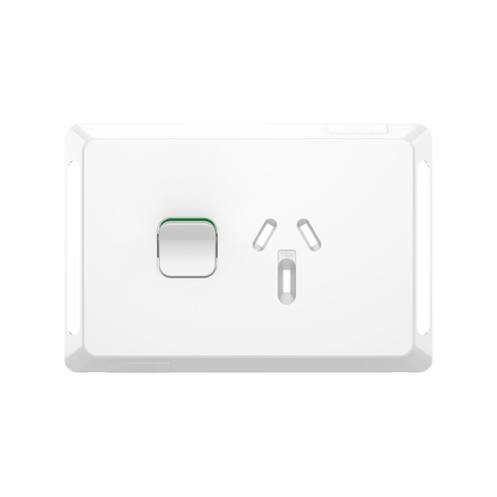 Pro Series, Single Power Point Skin, Horizontal Mount, 250V, 10A, Clip-On - Extra Vivid White