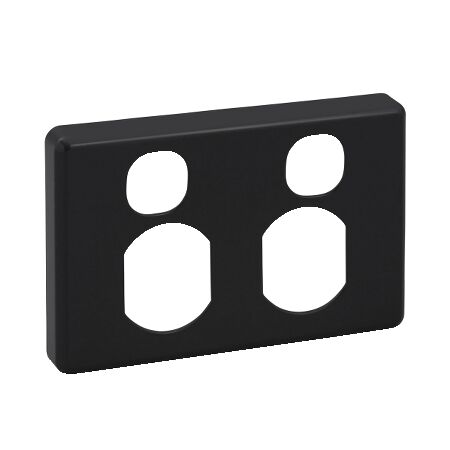Classic C2000 Series, Socket Outlet Cover Plate, Horizontal Mount for Twin Switched Socket - Black