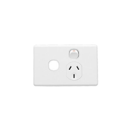 Classic C2000 Series, Switched Socket Outlet, Single, 250V, 10A, Removable Extra Switch Aperture - White Electric