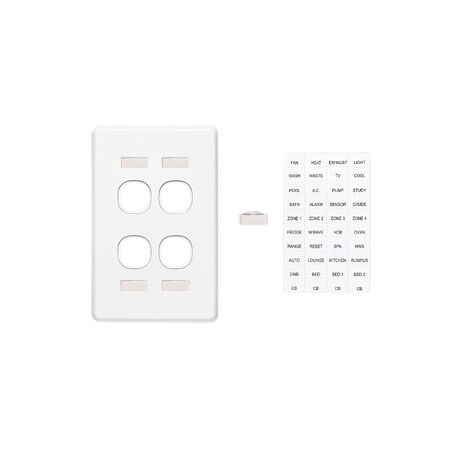 Classic C2000 Series, Switch Grid Plate and Cover, 4 Gang, Vertical Mount - White Electric