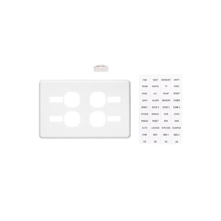 Classic C2000 Series, Switch Plate Cover, 4 Gang, Horizontal Mount, with ID Window - White Electric