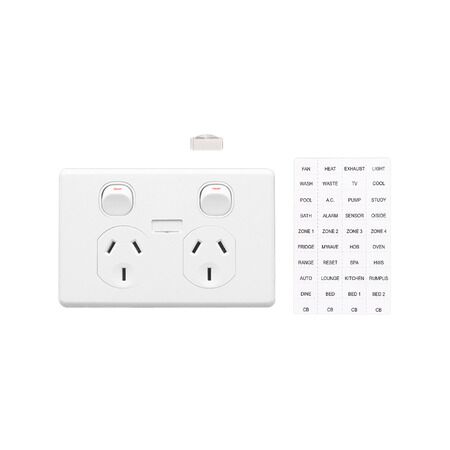 Classic C2000 Series, Switched Socket Outlet, Twin, 250V, 10A, Circuit identification - Black