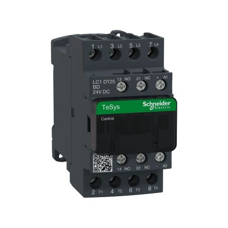TeSys D, Contactor, TeSys Deca, 4P(4 NO), AC-1, 0 to 440V, 25A, 24VDC standard coil
