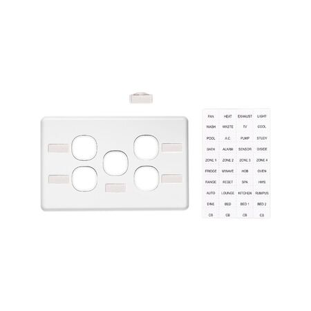 Classic C2000 Series, Switch Grid Plate and Cover, 5 Gang, Horizontal Mount - White Electric