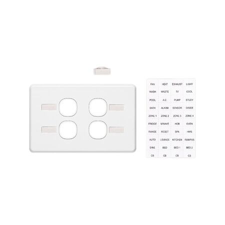 Classic C2000 Series, Switch Grid Plate and Cover, 4 Gang, Less Mechanism, Horizontal Mount - White Electric
