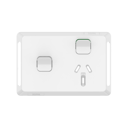 Pro Series, Single Power Point Skin, Horizontal Mount, 1ExBlank, 10A, 250V, Clip-On - Extra Vivid White
