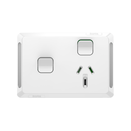 Pro Series, Single Power Point, Horizontal Mount, 1Ex20A, 10A, 250V - Extra Vivid White
