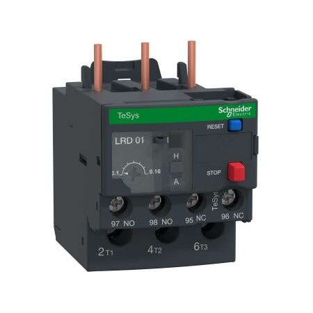 TeSys LR.D, Thermal overload relay, TeSys Deca, 690VAC, 0.1 to 0.16A, 1NO+1NC, class 10A, screw clamp