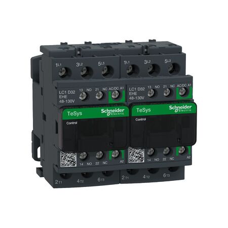 TeSys D, Reversing Contactor, TeSys Deca, 3P(3 NO), AC-3, 0 to 440V, 32A, 48 to 130VAC/DC coil