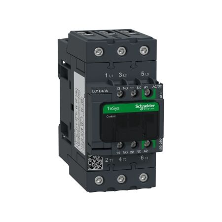 TeSys D, Contactor, TeSys Deca, 3P(3 NO), AC-3/AC-3e, 0 to 440V, 40A, 100-250VAC/DC coil, EverLink