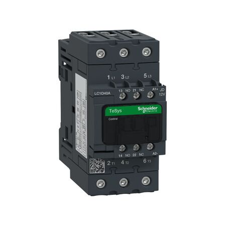 TeSys D, Contactor, TeSys Deca, 3P(3 NO), AC-3/AC-3e, 0 to 440V, 40A, 12VDC standard coil