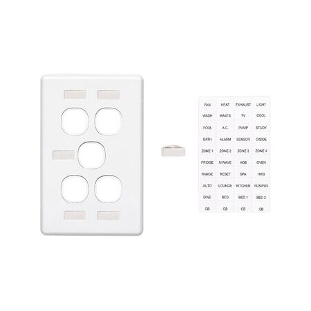 Classic C2000 Series, Switch Grid Plate and Cover, 5 Gang, Vertical Mount - White Electric