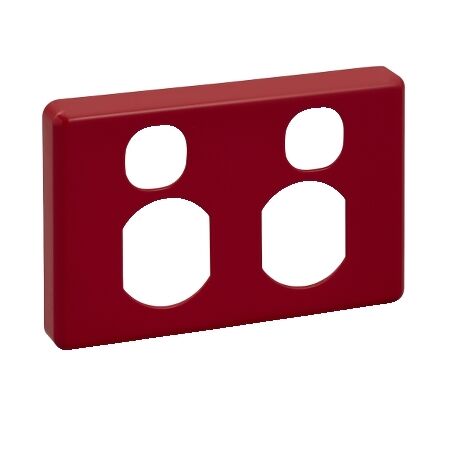 Classic C2000 Series, Socket Outlet Cover Plate, Horizontal Mount for Twin Switched Socket - Red