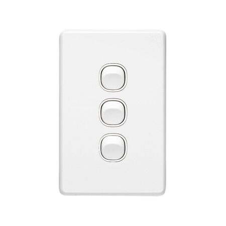 Classic C2000 Series, Flush Switch, 3 Gang, 250VAC, 10A, Vertical - White Electric
