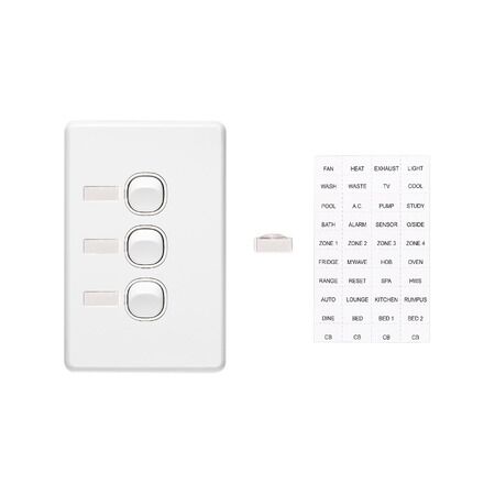 Classic C2000 Series, Flush Switch, 3 Gang, 250VAC, 10A, Vertical - White Electric