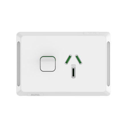 Pro Series, Single Power Point, Horizontal Mount, 250V, 20A - Extra Vivid White