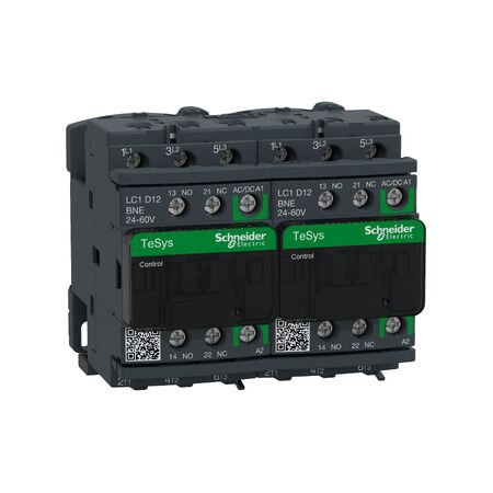 TeSys D, Reversing Contactor, TeSys Deca, 3P(3 NO), AC-3, 0 to 440V, 12A, 24 to 60VAC/DC coil