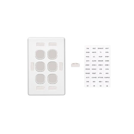Classic C2000 Series, Switch Grid Plate and Cover, 6 Gang, Vertical Mount - White Electric