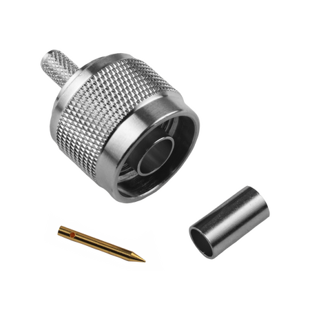 Hills Antenna N Connector Male Crimp for LL195 & RG-58 Mini Cable - Nickel Plated Body - BC85266