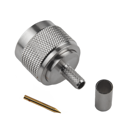 Hills Antenna N Connector Male Crimp for LL195 & RG-58 Mini Cable - Nickel Plated Body - BC85266